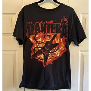 Vintage Pantera Shirt Men M Graphic Y2K Grunge Band Heavy Metal Snake Guitar